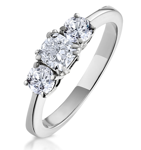 3 Stone Meghan Diamond Engagement Ring 1CT G/Vs2 in 18K White Gold